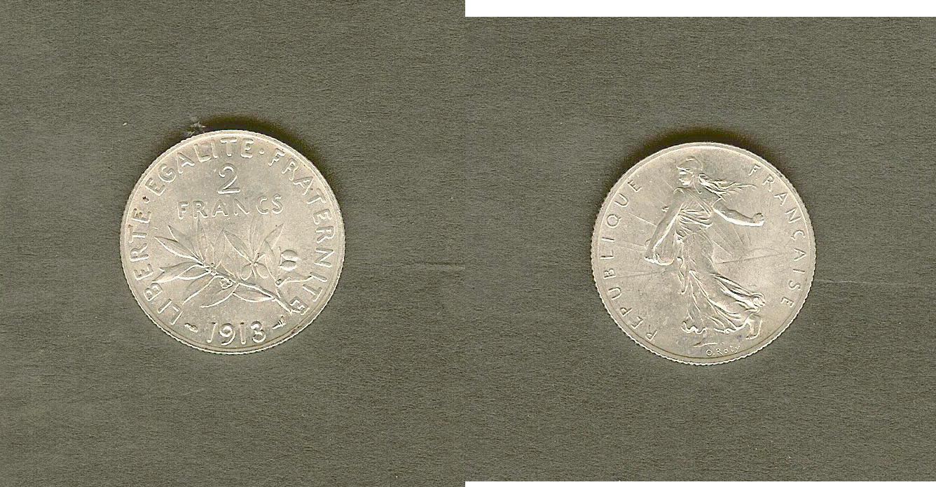2 Francs Semeuse 1913 SPL à SPL+